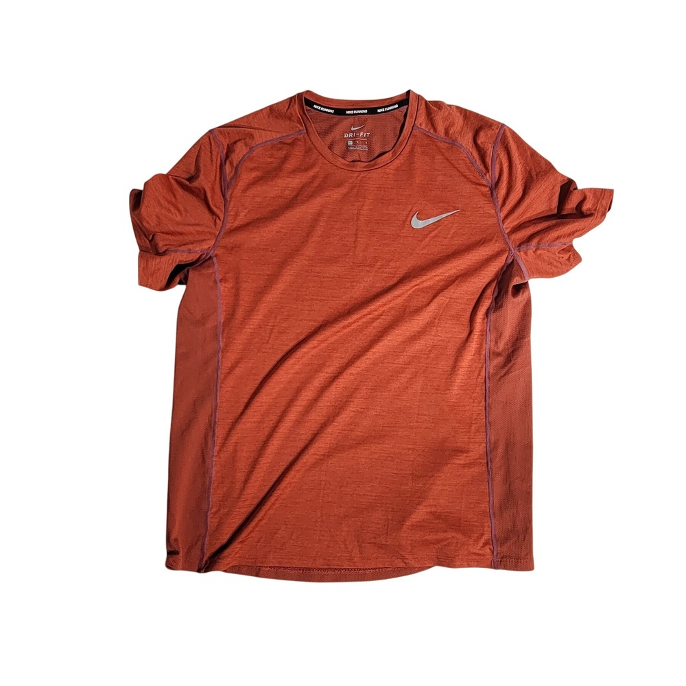 Nike Running Dri-FIT Shirt Mens Large Burnt Orange Heather Reflective Tee